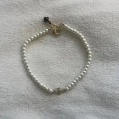 パールホワイト 真珠 ネックレス ゴールドクロスモチーフ