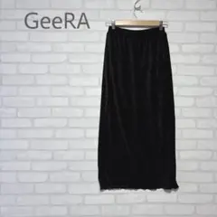 【GeeRA】ジーラ　光沢感　ベロア調プリーツロングスカートウエストゴムのサムネイル