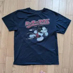 レトロ ディズニー ミッキーマウス カタカナロゴ Tシャツ ネイビー