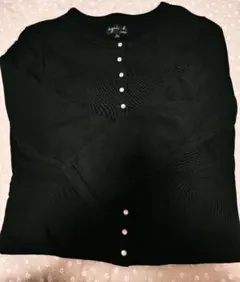 agnès b　裏起毛黒.カーディガン 　プレッション（T2）