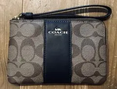 ポーチ 新品 COACH コーチ 未使用 リストレット 小物 ストラップ 紺