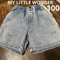 美品マイリトルワンダーキッズ デニム ショートパンツ 100 ケミカルウォッシュ