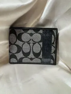 COACH コーチ 二つ折り財布 シグネチャー IDケース付 ブラック
