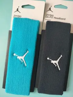 黒＆水色　２本セットナイキジャンプマンエアジョーダンヘッドバンドヘアバンドD