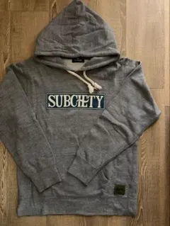 Subciety サブサエティ パーカー グレー プルオーバー ロゴ 青