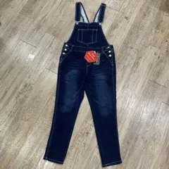 5m4【新品タグ付】ストレッチ デニムサロペット M インディゴ オーバーオール