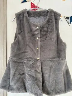 グレー ポリエステル ベスト LL