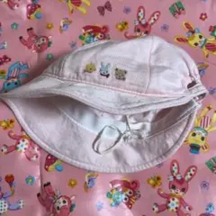 ファミリア ベビー帽子 ピンク ファミちゃん リアちゃんひよこ 刺繍 SSサイズ