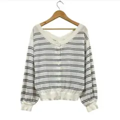 【ems excite】前後2way ボーダーカーディガン 長袖