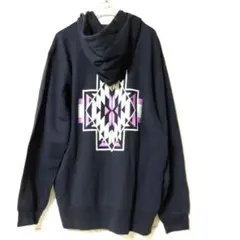 バックプリント プルオーバーパーカー ブラックXL