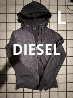 DIESEL ブラック キルティング パーカー