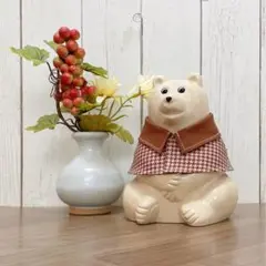 千鳥格子のお洋服 しろくま貯金箱 着せ替え ハンドメイド