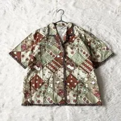KANEKO ISAO チェック柄 半袖ブラウス 花刺繍 フリル フリーサイズ 