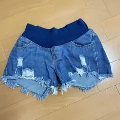 マタニティ デニムショートパンツ ダメージ加工のサムネイル