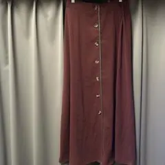 パシオス　SUFFUSE バーガンディ ボタン付きフレアロングスカート 秋色