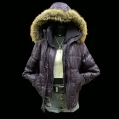 平成ギャル　y2k グランジ　ファー付き　ダウンジャケット　お兄系 紫 フーディ