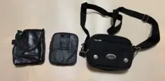 ブラックショルダーバッグ 2ポケット