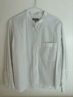 バンドカラー　ブラウス　ストライプ