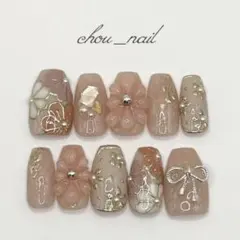 【オーダー用✨】No.30 ネイルチップ成人式卒業式和柄振袖袴ピンク