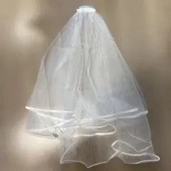 結婚式　ホワイト チュール ウェディングベール コーム付き