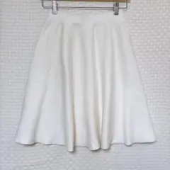 ミッシュマッシュ フレアスカート クリーム ニットスカート Aライン ウール混