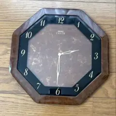 SEIKO 時計 エンブレム EMBLEM 掛け時計 八角形 茶色 ブラウン