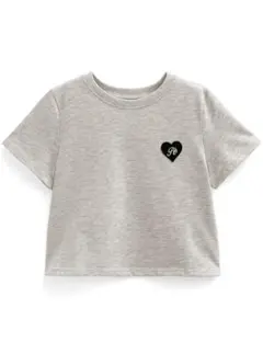 ハートワッペン 半袖Tシャツ グレー