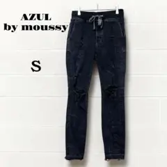 アズールバイマウジー　スキニーデニムパンツ　S ブラック　メンズ　クラッシュ加工