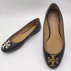 ✨極美品✨TORYBURCHトリーバーチ シボ革フラットシューズパンプス 黒 6