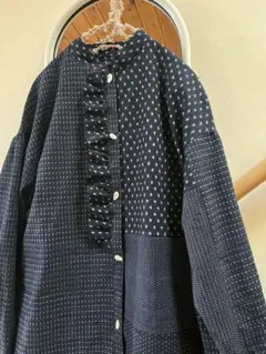 古布リメイク 絣 雪ん子あられ等 シャツ チュニック パッチワーク 