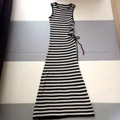 ストライプ 　キャミワンピース　ロング　ノースリーブ　ワンピ　春服