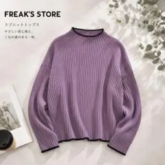 【新品未使用】FREAK’S STORE 配色ライン リブニット ハイネックのサムネイル