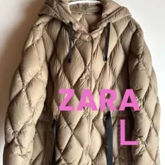 ザラ【ZARA】キルティングロングダウンコート　L