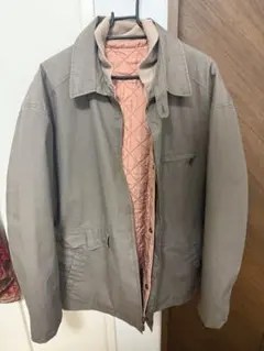 グレー カジュアルジャケット 裏地ピンク