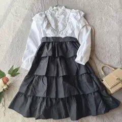 美品(140)キッズ/長袖ワンピース/ロング//ティアード/フレア/コスプレ