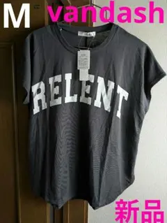 新品　匿名発送　しまむら　フレンチ袖 英字 ロゴ Tシャツ M ブラック 完売