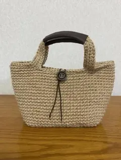 手編み花✿モチーフ編みショルダーバッグ マニラヘンプヤーンベージュ