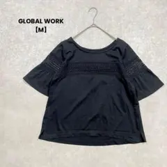 GLOBAL WORK/レース切替トップス/M/黒/綺麗め/大人可愛い