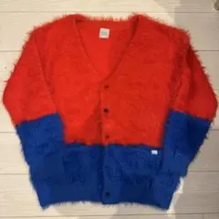 bonjour records ファジーカーディガン レッド/ブルー
