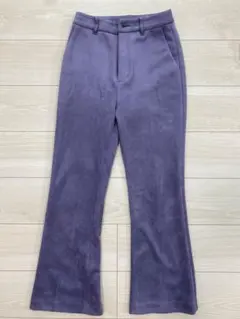 JEANASISパープル フレアパンツ スラックス バックスリット　ベロアS
