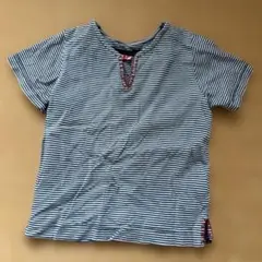 ストライプ Vネック Tシャツナチュラルブー90センチTシャツボーダーのサムネイル