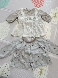 ベビー服 2点セット ホワイト グレー