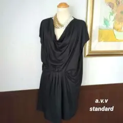 a.v.v standard 黒ドレープ　ノースリーブ　ミニワンピース
