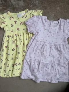 チェリー柄zara、お花柄ワンピース h&m ２枚セット98cm 即購入可能