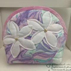ハワイアンキルトポーチ・ハンドメイド・プルメリア・パッチワークキルト・ポーチ