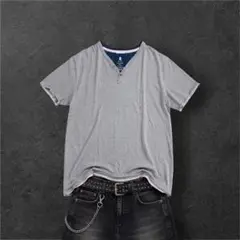 00s Y2K Henley Neck Layered T Shirtのサムネイル