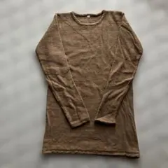 ウール100%ブラウン クルーネックセーター Mサイズ