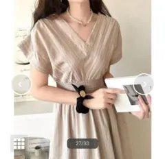 クラシカルエルフ ウエストシャーリングVネックワンピース