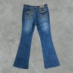 00s y2k フェード 刺繍 フレアデニム ベルボトム フェアリーグランジ