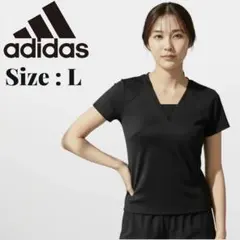 美品★adidas climalite Vネック Tシャツ 裏地有り サイズ：L